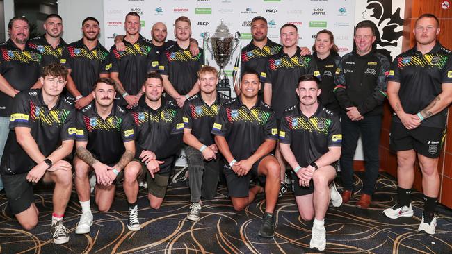 Luke Lewis Cup champions: Panthers Juniors celebrate after their 36-14 victory. Picture: Adam Wrightson Photography