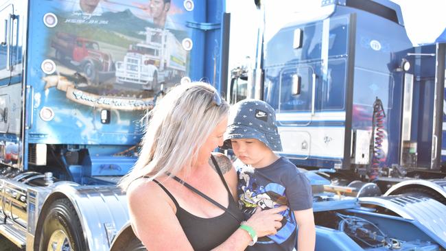 Families at the Lights on the Hill Trucking Memorial event at Gatton on Saturday, September 30, 2023.