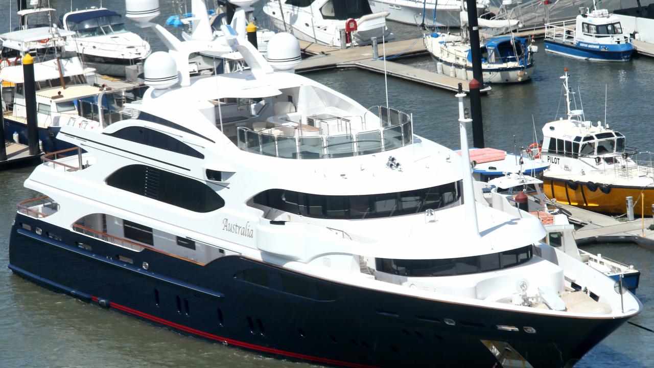 Clive Palmer has bought a new superyacht 'Australia', which is parked at the Rivergate Marina, Hemmant Picture: Steve Pohlner