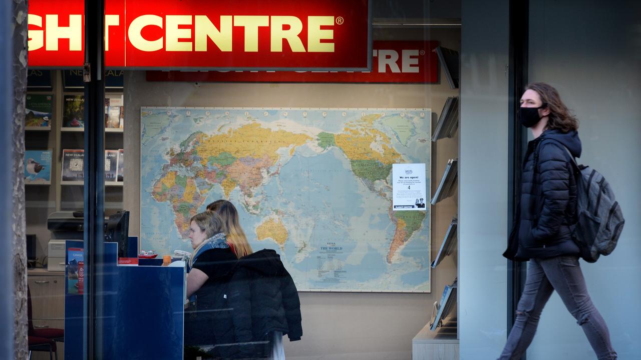Flight Centre says home quarantine will “remove one of the major impediments to travel – customers’ fears of being forced into expensive hotel quarantine”. Picture: NCA NewsWire / Andrew Henshaw