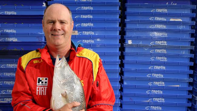 The ‘big fish’ photo which ran in the Gold Coast Bulletin before Rodney Eade’s first match as coach. Picture: Scott Fletcher