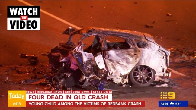 Four killed in head-on Ipswich Motorway crash (9 News)