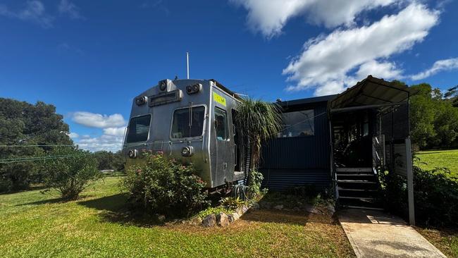 The property at 69 Faulkners Rd, Booie, has a Melbourne train carriage converted into a home. Picture: realestate.com.au