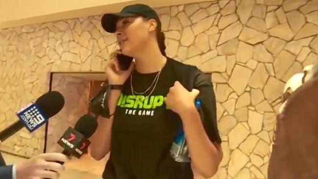 Screen grab of Liz Cambage in Las Vegas. Picture: 7News Melbourne