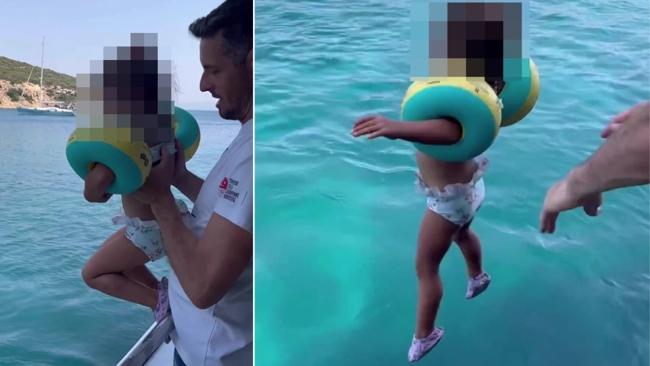 The video began with a man holding the girl on the railing of a boat. Photo: Instagram