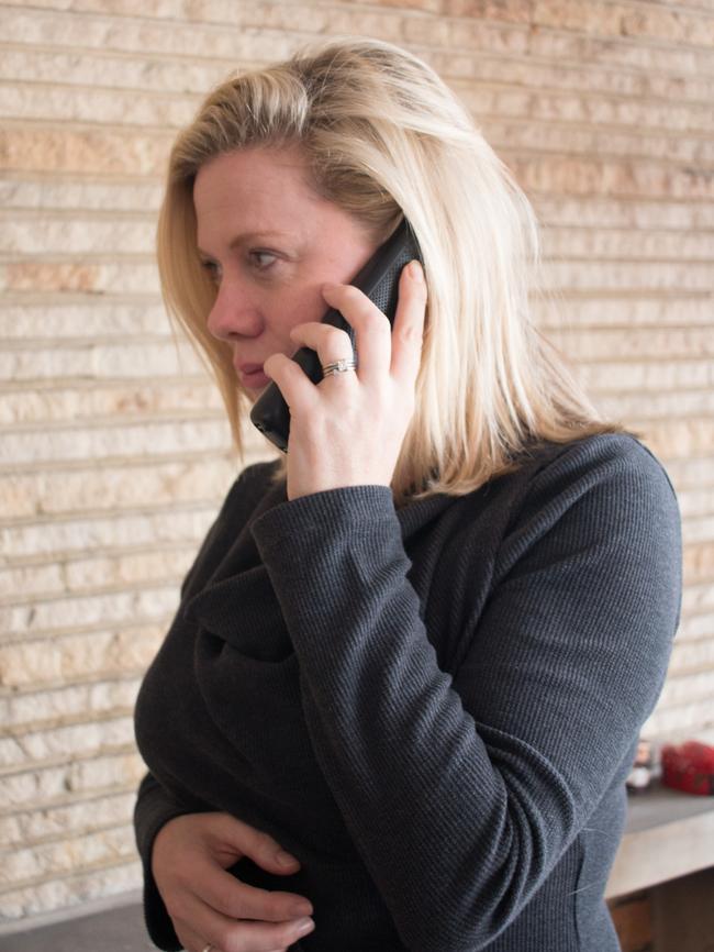 News Corp journalist Sarah Blake speaking with Cassie Sainsbury. Picture: Nathan Edwards