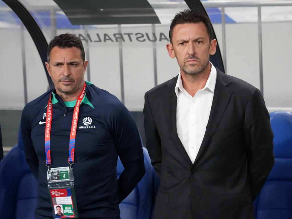 Tony Popovic (R) has taken over from Arnold as Socceroos coach. Picture: Getty