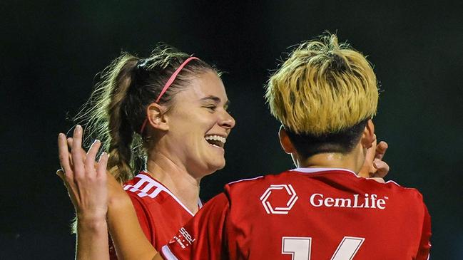 Gold Coast Knights players celebrate a goal. Picture: Gold Coast Knights.