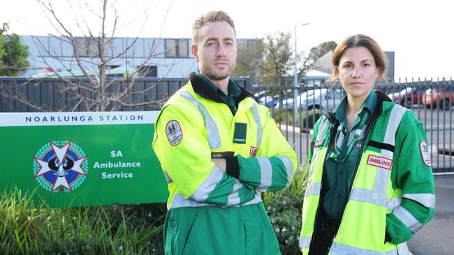 Paramedics Josh Cox and Lynsey say the budget needed more funding for emergency medicine. Picture: Michael Marschall