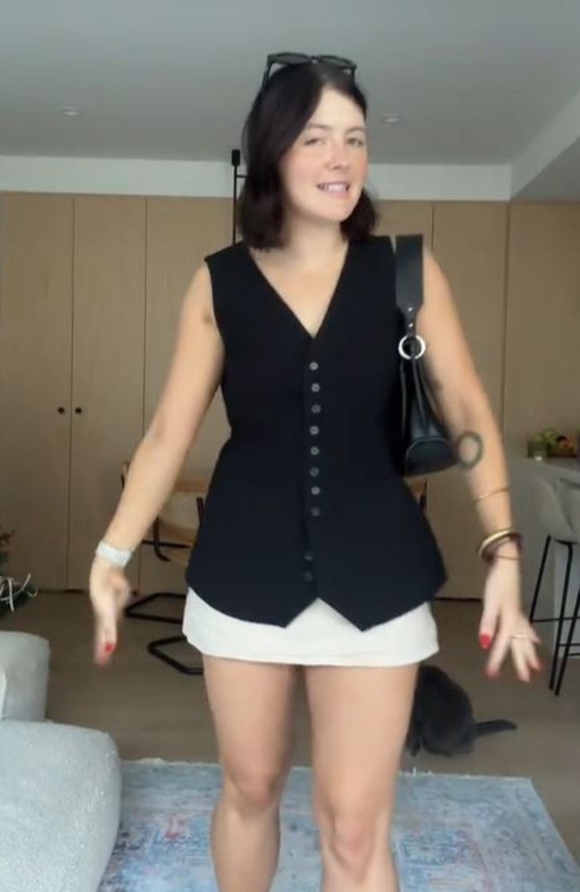 This is the outfit that in hindsight she thinks was too "short". Picture: TikTok/betty_bucks