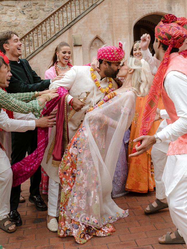 Sophie and Raj’s wedding was a colourful celebration of their love. Picture: Jaz from In the Mood for Love