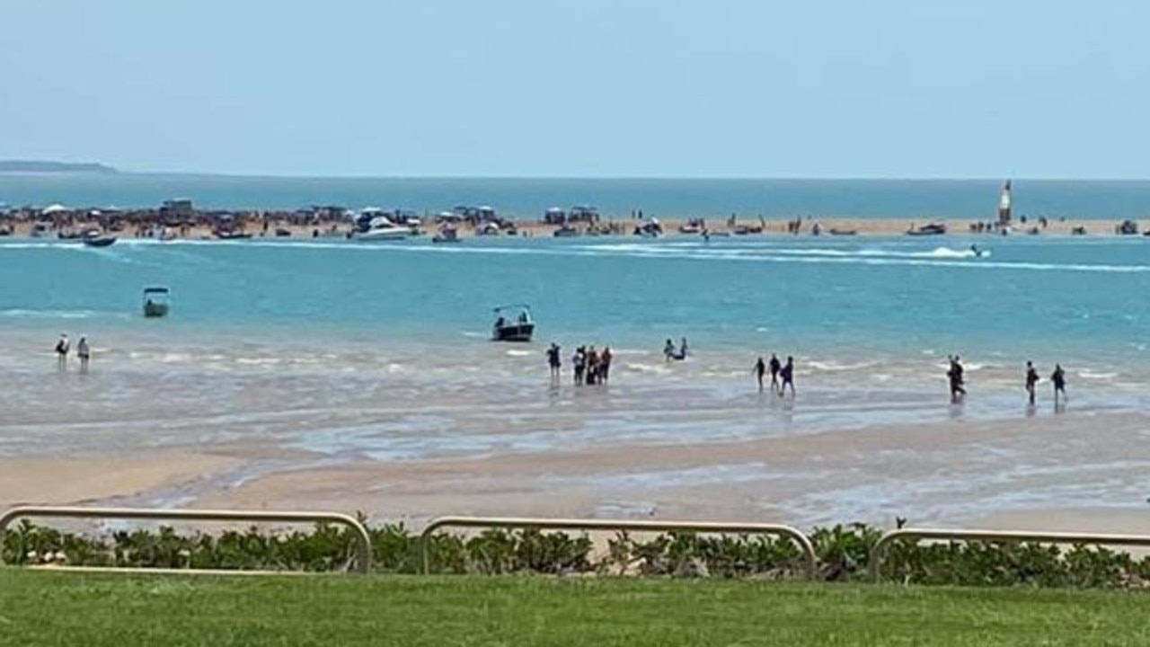 A number of partygoers had to be rescued after overloaded boats capsized in the water. Picture: Supplied