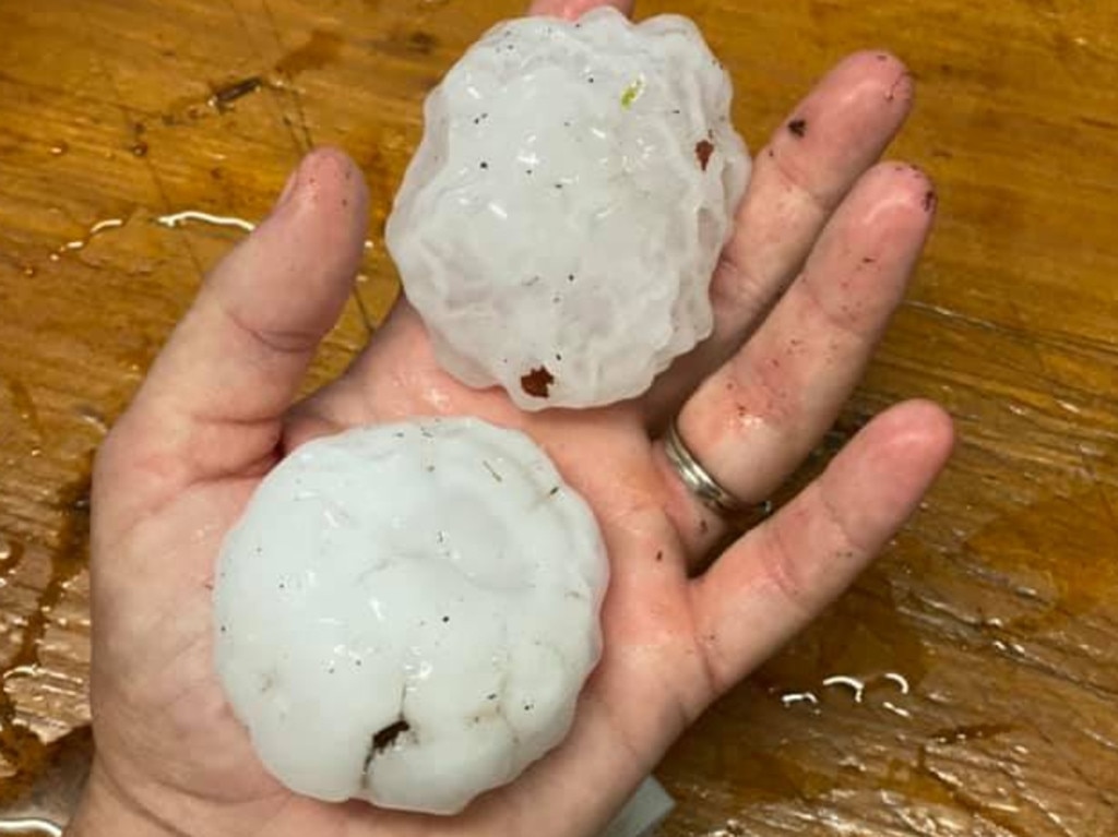 Golf ball sized hail reported in Kandanga just after 2.30pm. Picture: Brydie Weston.