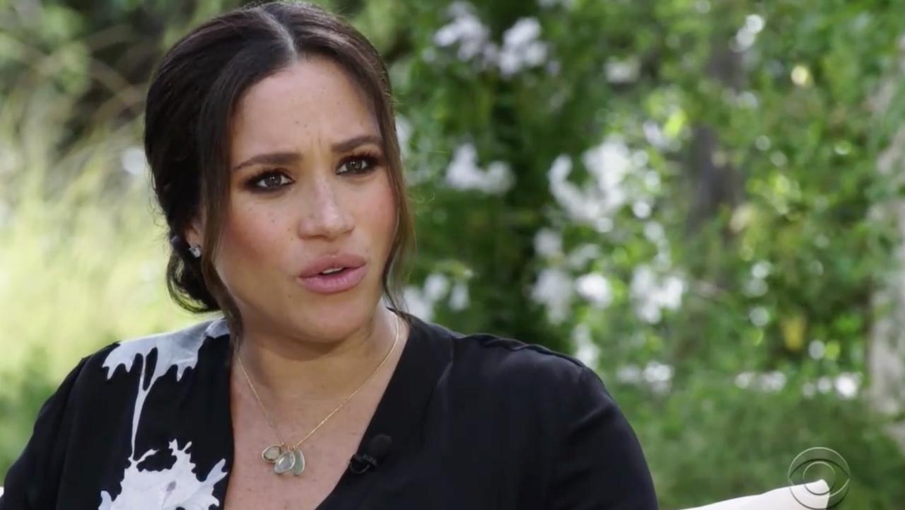 Meghan during her interview with Oprah Winfrey. Picture: CBS