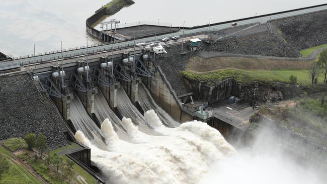 Wivenhoe Dam flooding in Brisbane and Ipswich. Picture: Liam Kidston