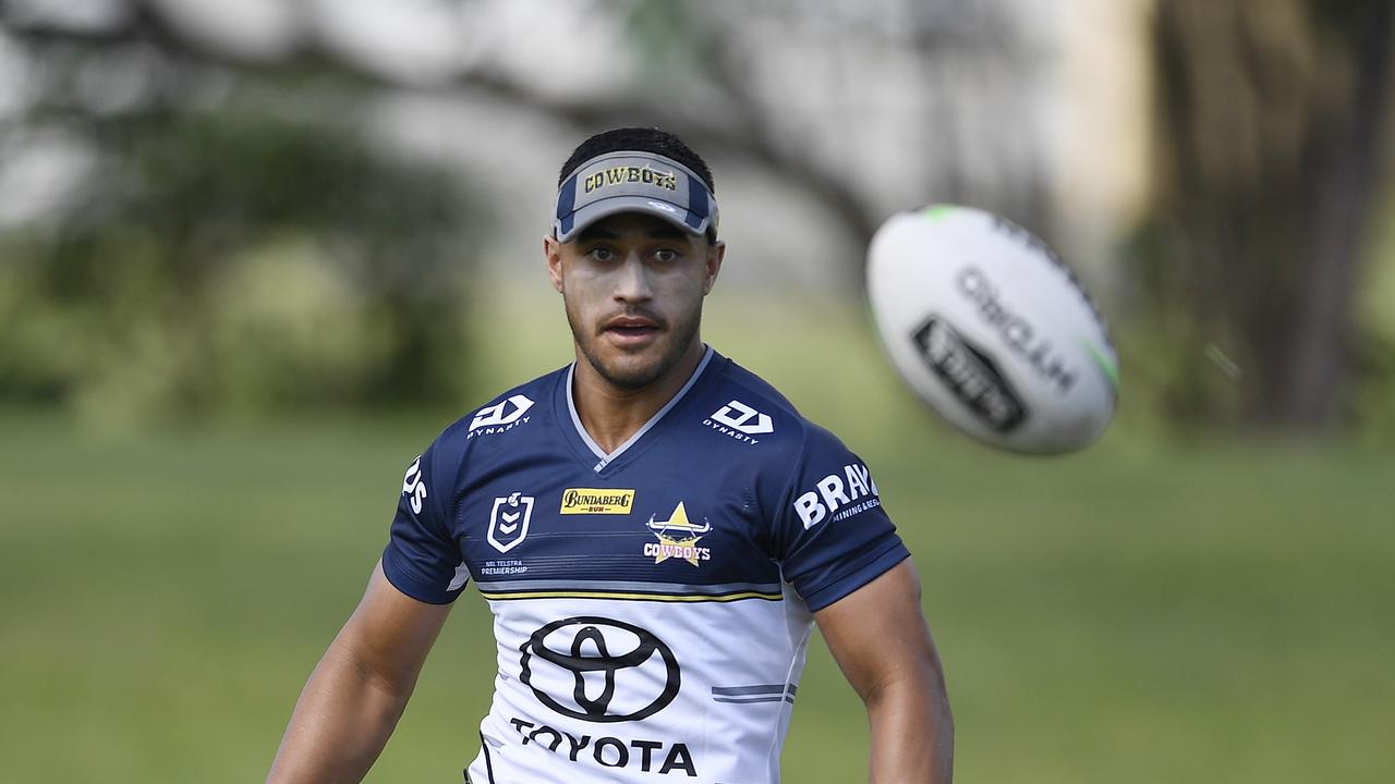 Val Holmes has seemingly lost the fullback position and goalkicking duties at the Cowboys. Picture: Getty Images.