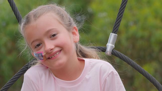 Nine-year-old Emily Cooke has brain cancer and is the ambassador for Peace of Mind’s Challenge Brain Cancer event in Geelong. Picture: Mark Wilson