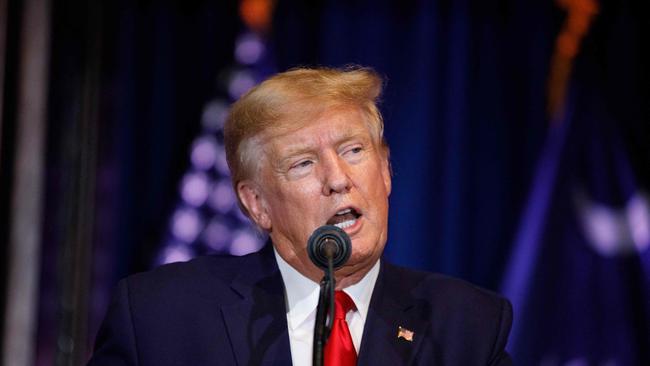 Former US president Donald Trump addresses the crowd during a 2024 election campaign event in Columbia, South Carolina.