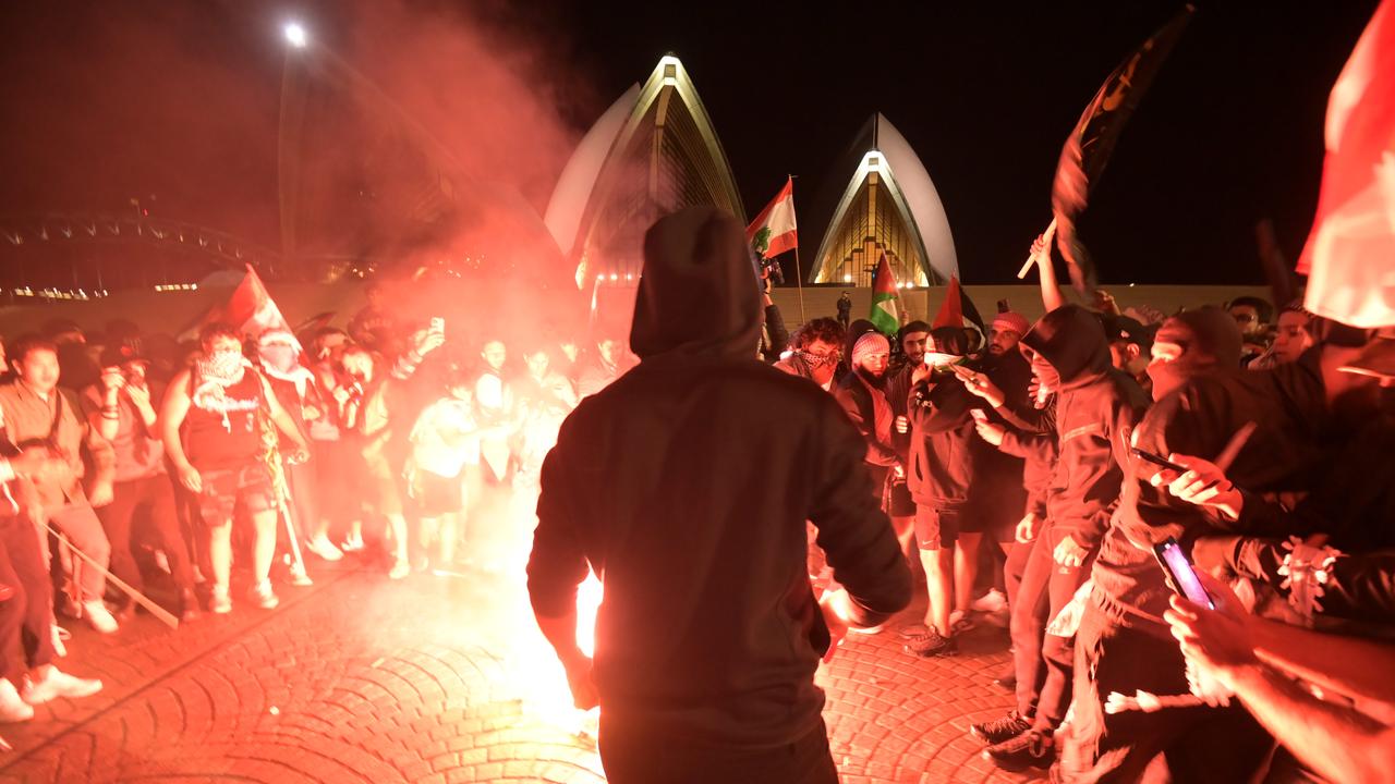 The Free Palestine protest on the forecourt of The Sydney Opera House came just two days after the October 7 massacre by Hamas terrorists. Picture: NCA NewsWire / Jeremy Piper