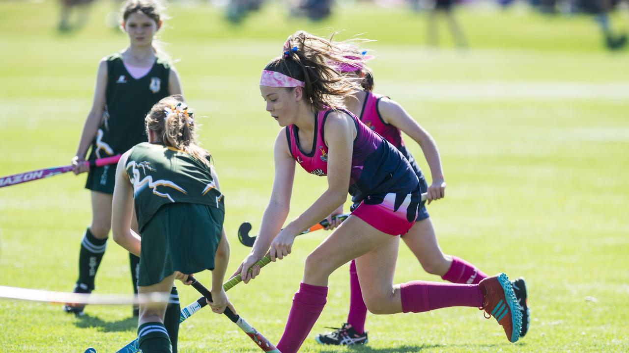 Savannah Patterson for Toowoomba 1 against Ipswich 1 in girls Toowoomba Hockey Association under-11 invitational carnival at Clyde Park. Picture: Kevin Farmer