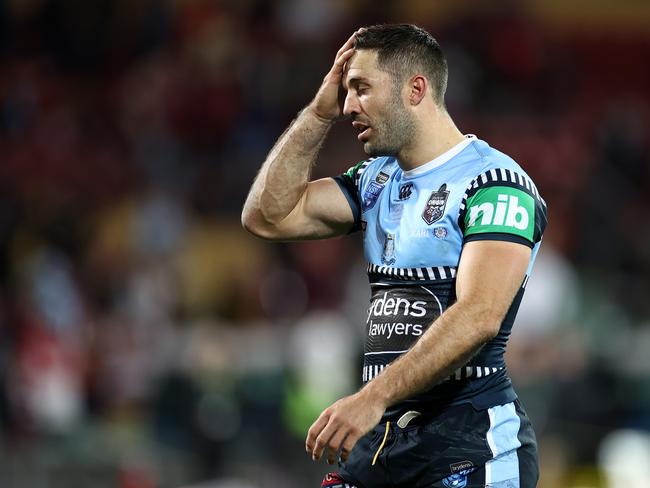 James Tedesco of the Blues reacts at full time. Picture: Cameron Spencer/Getty Images