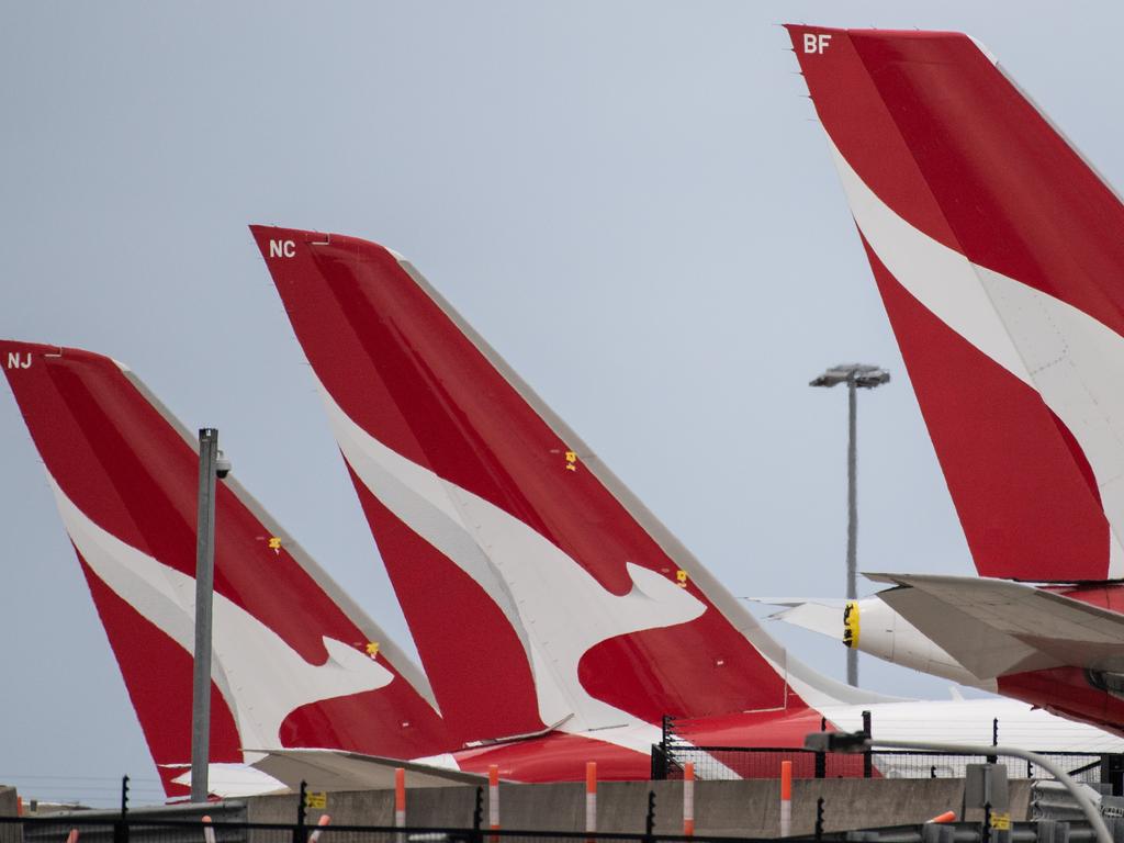 Qantas said they will not start flying internationally until at least November. Sydney. Picture: NCA NewsWire / James Gourley