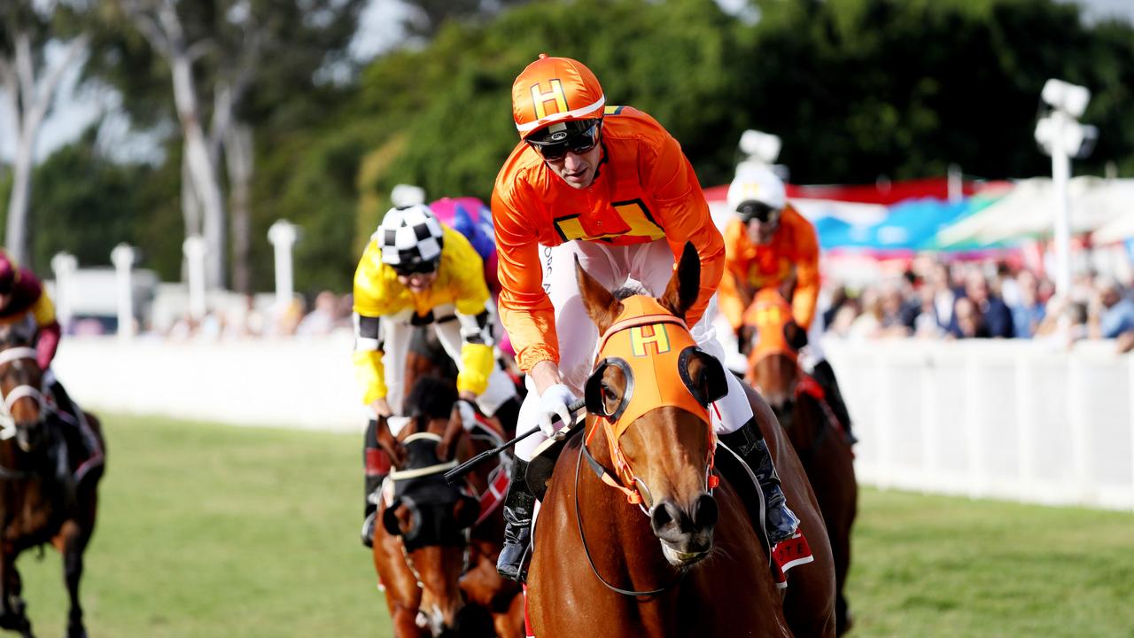 Race 8 Cairns Newmarket (1400m). Winner The Harrovian with jockey Aidan Holt. PICTURE: STEWART McLEAN