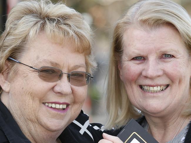 Two principals have gone from prep to teachers college and now been celebrated for 50 years of service to the teaching profession. Dr Denise Clarke from Jacana School for Autism and Maureen Price from Mossfiel Primary School in Werribee with one of the certificates of 50 years service presented to them. Picture: David Caird