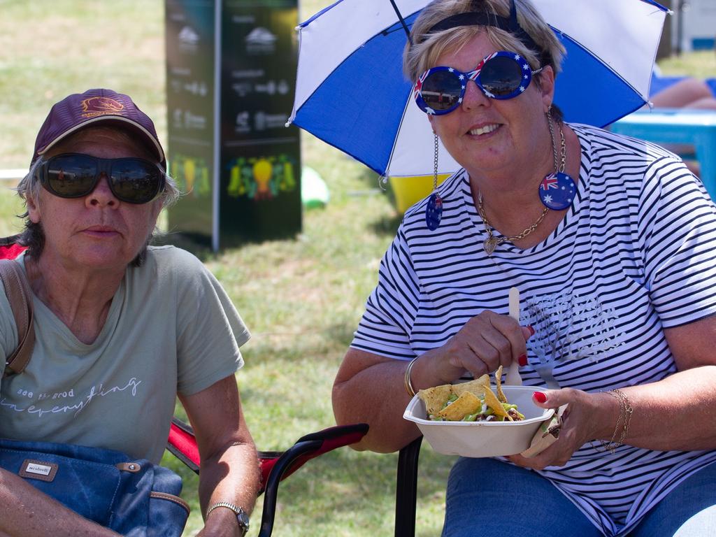 Janine Kerr and friend enjoying the food vans.