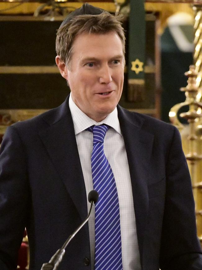 Attorney-General Christian Porter delivers a speech at The Great Synagogue in Sydney. Picture: AAP