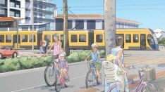 An artist impression of the light rail through Palm Beach.