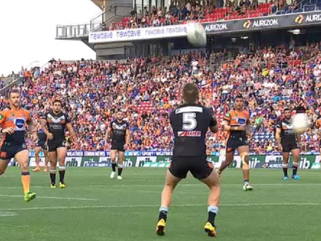 Korbin Sims kicks the stray ball as Jordan Rankin tries to take a high kick.