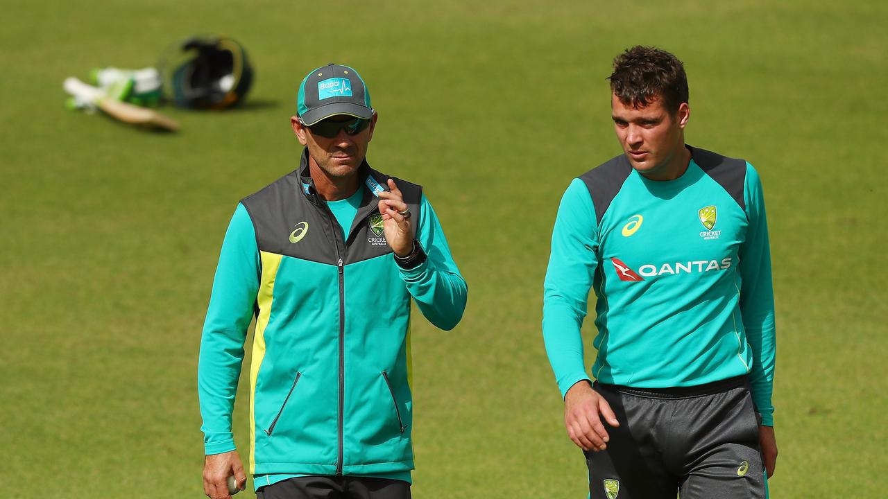 Alex Carey (pictured with Justin Langer) has been named as vice-captain in both Australia A squads to tour India.