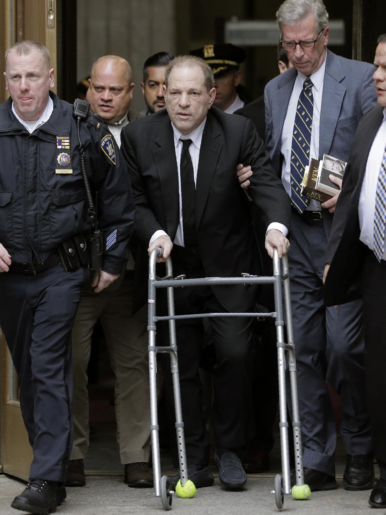 Harvey Weinstein leaves court on day one of his rape trial on Monday, January 6, 2020 in New York. Picture: Seth Wenig