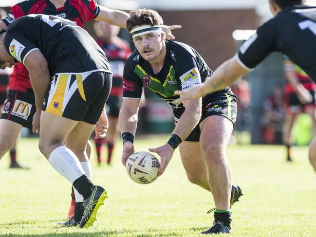 Bailey Court of Helensvale against Valleys in pre-season trial rugby league at Herb Steinohrt Oval, Saturday, March 13, 2021. Picture: Kevin Farmer