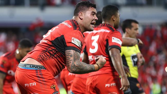 Andrew Fifita after his try attempt in the final seconds was disallowed.