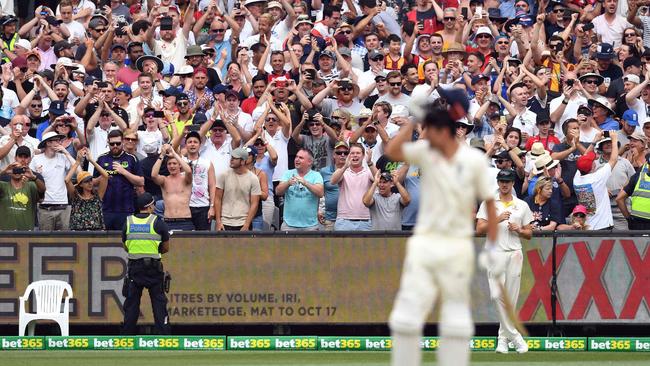 England fansbatsman Alastair Cook after scoring his double century. Picture: AFP.