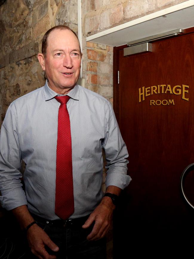 Senator Fraser Anning is in South Australia to announce candidates for his conservative party for the upcoming federal election. Picture: AAP/Kelly Barnes