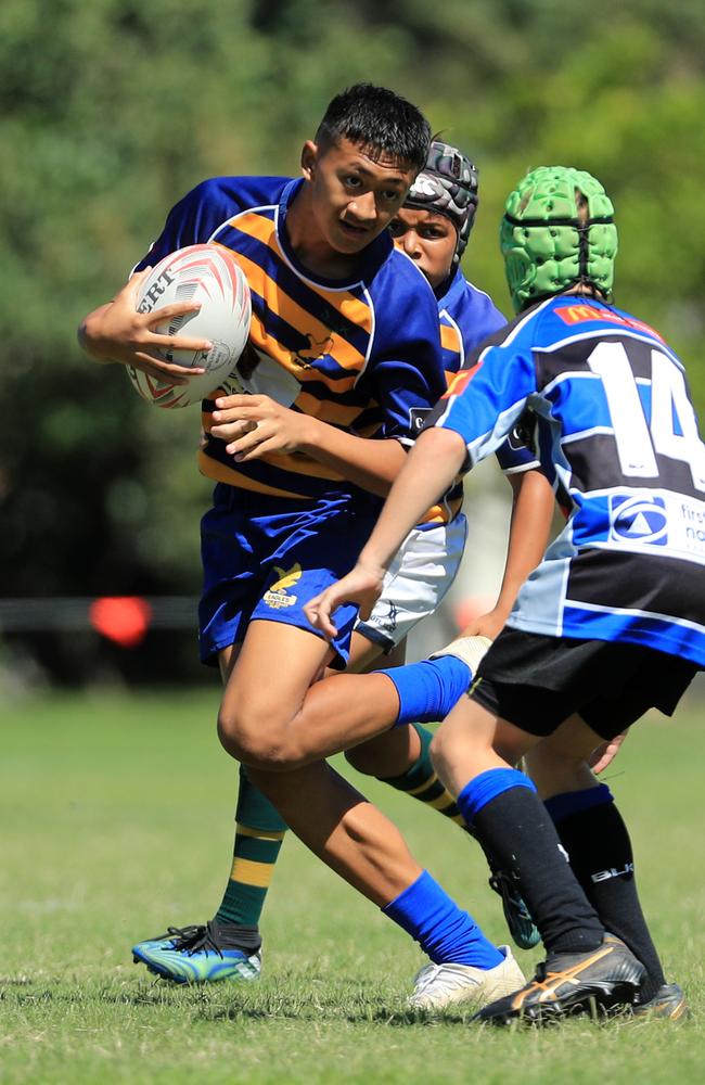 SURFERS PARADISE RUGBY, GOLD COAST , AUSTRALIA - April 10, 2021: Far North Coast U13s v USQ Saints U13s - Day Two of King of the Country rugby tournament.Played at Surfers Paradise Eagles Rugby Ground at Southport. Picture: Scott Powick Newscorp