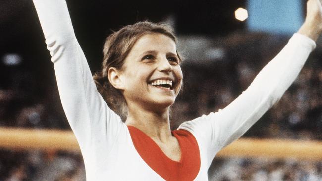 Gymnast Olga Korbut at the 1972 Summer Olympics in Munich.