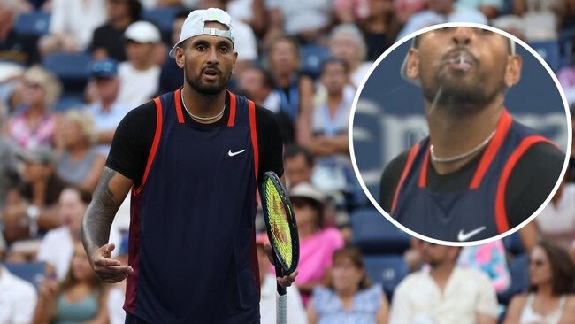 Nick Kyrgios was seen spitting on court