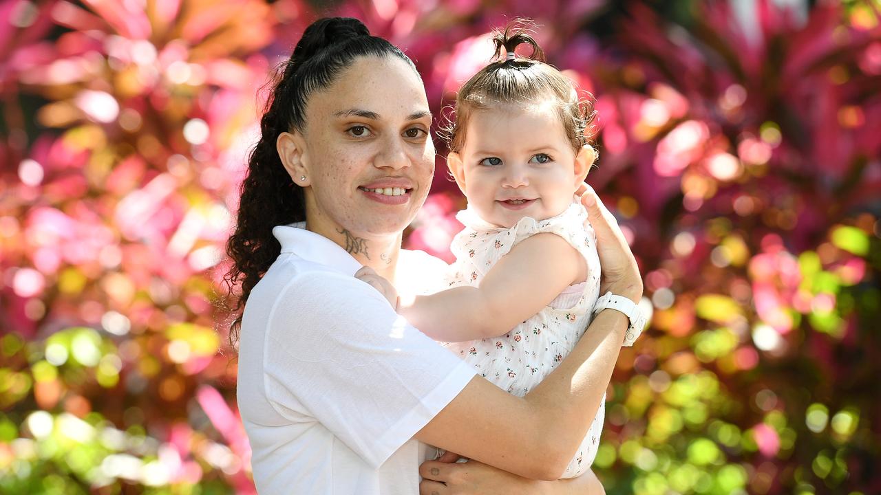 Single mother, Amy Hopkins, with her daughter Khalisa, 10mths. Picture: Shae Beplate.