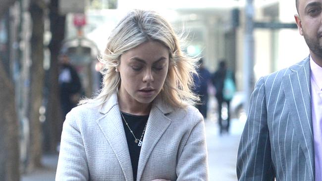 Annabel Walker, 32, from Bowral, attended Downing Centre court on Wednesday wearing a long beige coat where she was set to be sentenced for four offences. Picture: NCA NewsWire / Jeremy Piper