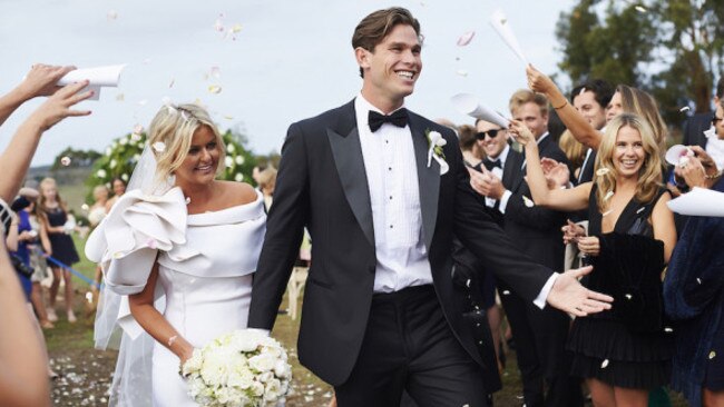 Tom and Emma Hawkins on their wedding day. Picture: WhoLovesThat