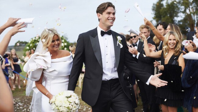 Tom and Emma Hawkins on their wedding day. Picture: WhoLovesThat