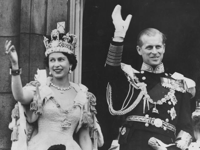 June 1953. Britain’s Queen Elizabeth II with Prince Philip at her coronation. Picture: Supplied