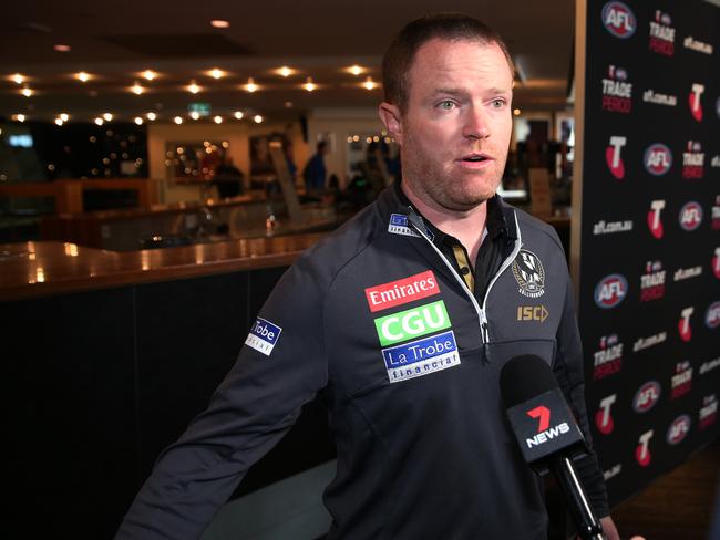 Collingwood list manager Ned Guy’s off-season decisions will come under the microscope should the Pies fail to make finals. Picture: Michael Klein