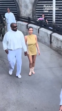 Bianca Censori goes barefoot to Disneyland with husband Kanye
