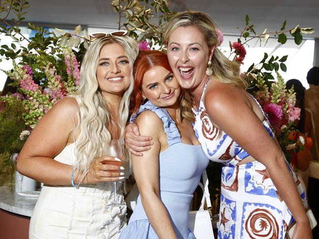 Verity Jones, Siobahn Jones and Jenna Bradwell at Catalina in Rose Bay in Sydney for New Year’s Day 2024. Picture: Richard Dobson