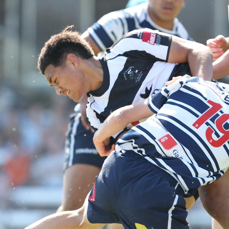 Action from the Under 16 Brisbane junior rugby league grand final between Brothers and Souths at Norman Park. Picture Lachie Millard